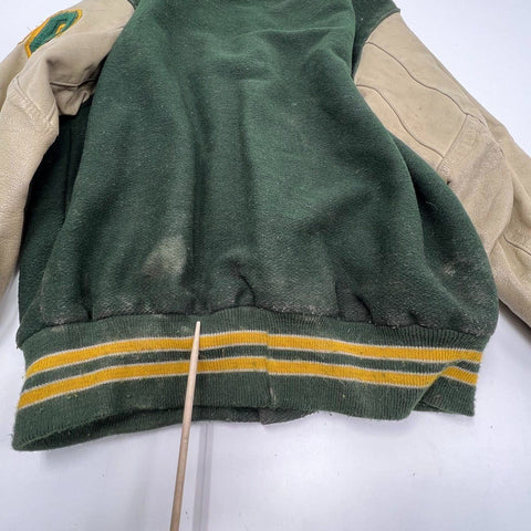 Vintage 90s DeLong Wool Leather Sleeve Varsity Letterman Jacket USA Made Sz XL