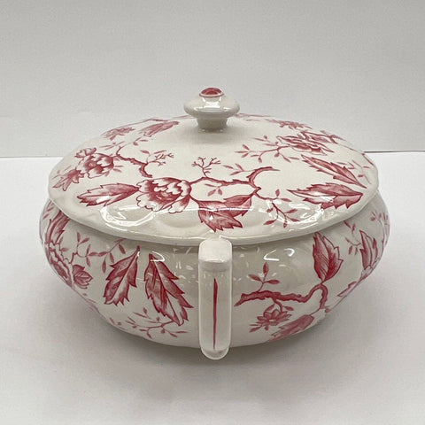 Double Phoenix Pink Flora Ironstone Covered Serving Dish Tureen Japan Vintage