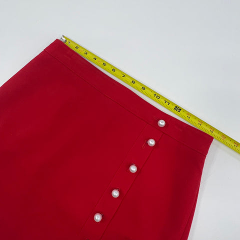 NWT Ann Taylor Factory Red Faux Pearl Accents Skirt Women's 10P $79