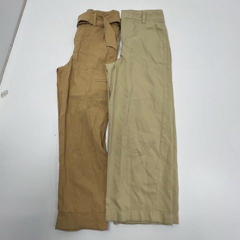 Vince Women's Lot 2 Tan Khaki Linen Blend Ankle Pants Trousers Size M & 8