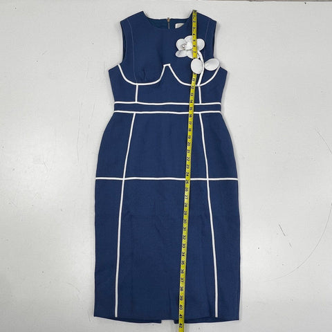 Karat Boutique Women's Navy Blue White Floral Applique Sheath Dress Size L