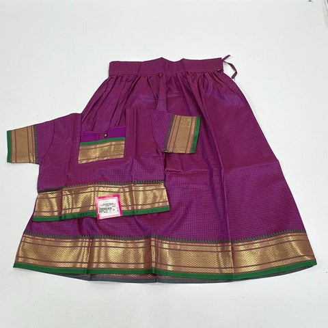 Shalgar NWT Purple Green Art Silk Pavadai Set Lehenga Choli Girls Size 26