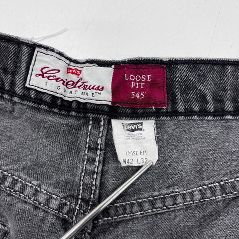 Vintage 90s Levi's 545 Loose Fit Made in USA Jeans Black Orange Tab Sz 42x32