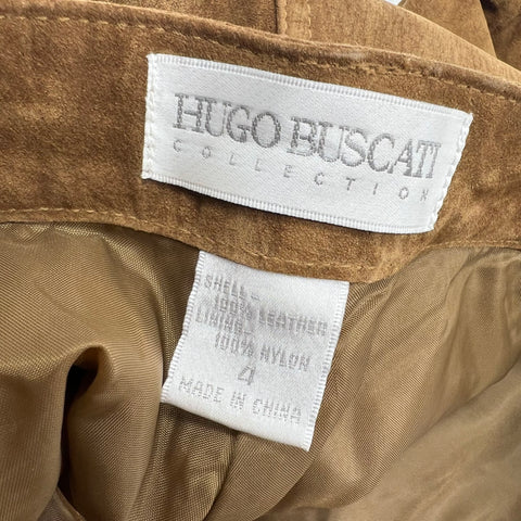 Hugo Buscati Brown Vintage Y2K Suede Leather High Rise Straight Pants Women's 4