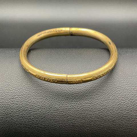 Vintage Webster Gold Tone Floral Engraved Baby Bangle Bracelet WEB Hallmark