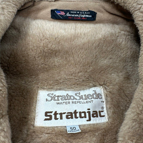 Vintage 70s Stratojac Men's Tan Stratosuede Sherpa Lined Coat Sz 50 Regular