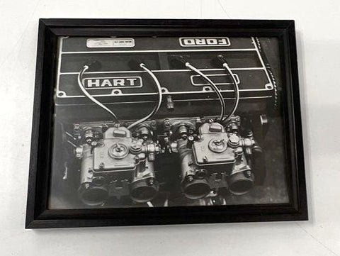 Vintage Framed Auto Racing Photo Lot 2 Pcs Ford Hart Engine Norton #17 NASCAR