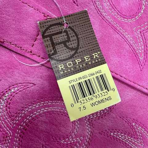 Roper Womens Pink Faux Suede Western Cowboy Boots Square Toe Size 7.5 NWT