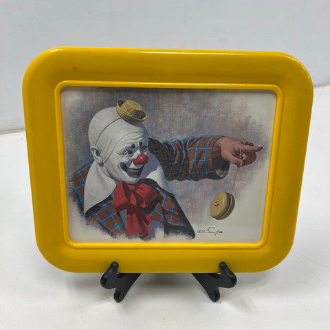 Vintage 70s Arthur Sarnoff Clown Prints Set of 2 Wall Art Yo-Yo Waving