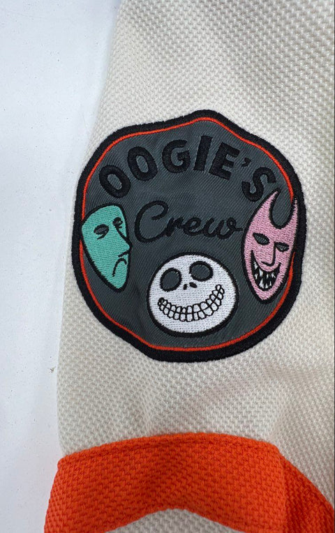 Disney Nightmare Before Christmas Oogie Boogie Hockey Jersey Cream Orange Sz SM