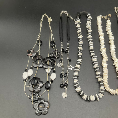 Vintage & Modern Costume Necklace Jewelry Lot 9 Pieces Shell Peace Disco Ball
