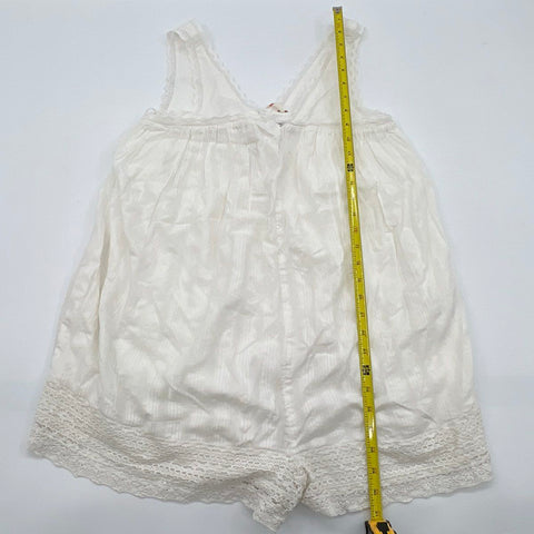 Free People Women's Clean Ivory Lace Trim Tie Back Romper NWT Sz S