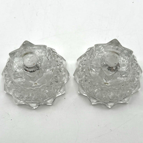 European Collection 24% Lead Crystal Candle Holder Set 2 Yugoslavia Vintage