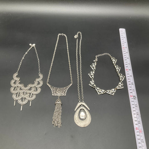 Vintage Sarah Coventry Silver Tone Statement Necklaces Jewelry Lot of 4