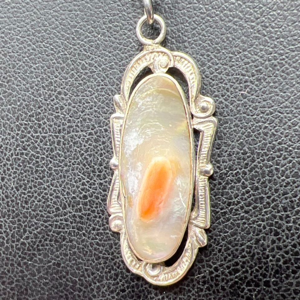 Sterling Silver Abalone Shell Pendant Necklace 3.51g