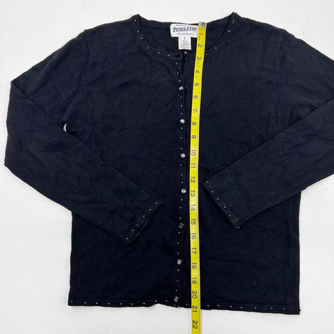 Pendleton Women's Black Beaded Silk Cashmere Cardigan Sweater Sz S