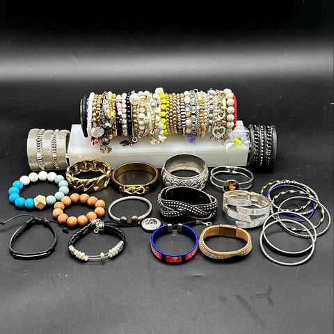 Mixed Fashion Costume Jewelry Lot Variety of Bracelets Bangles Cuffs Beaded
