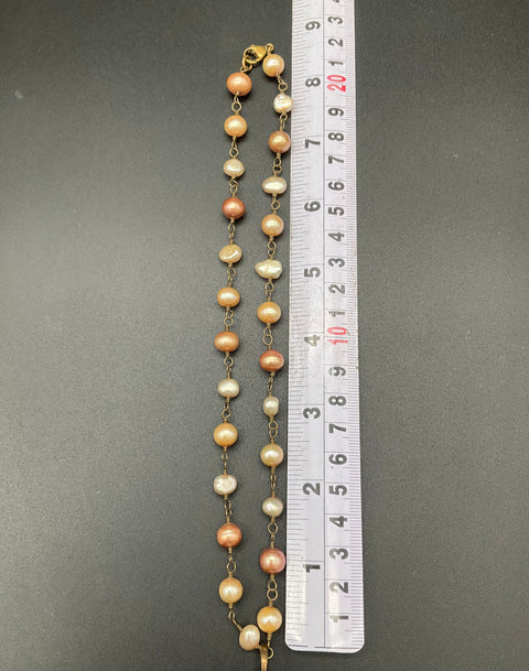 Extasia Bronze Tone Freshwater Pearl Large Flower Pendant Necklace 18" Signed