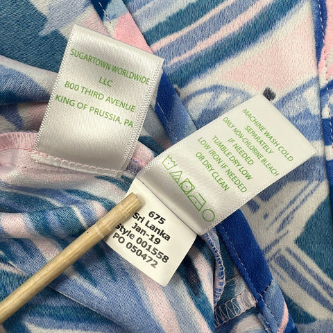 Lilly Pulitzer Donna Romper Blue Pink Palm Leaf Print Sleeveless Jumpsuit Size