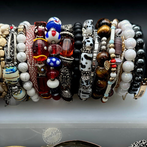 Mixed Fashion Bracelet Lot 40+ Pcs Vintage to Modern Beaded Bangles Boho Style