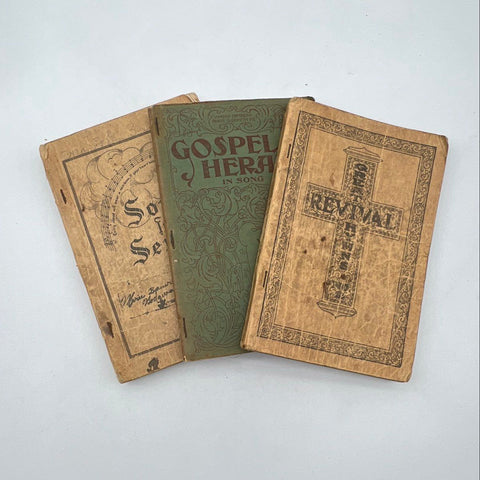 Antique Religious Hymnal Lot 3 Gospel Herald Songs for Service Revival Hymns
