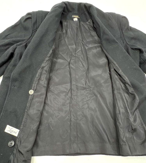 Vintage 80s The Legend Women's Black Wool Shawl Collar Double Breasted Coat 24