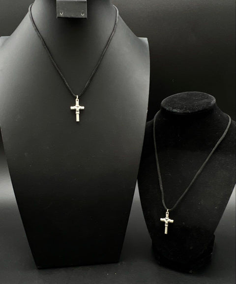 Silver Tone Wire Wrapped Cross Pendant Lot 16 Black Cord Necklaces Religious