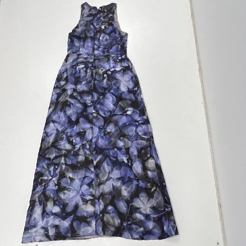 Banana Republic Piece & Co Women's Maxi Dress Blue Black Floral Twist Front 4