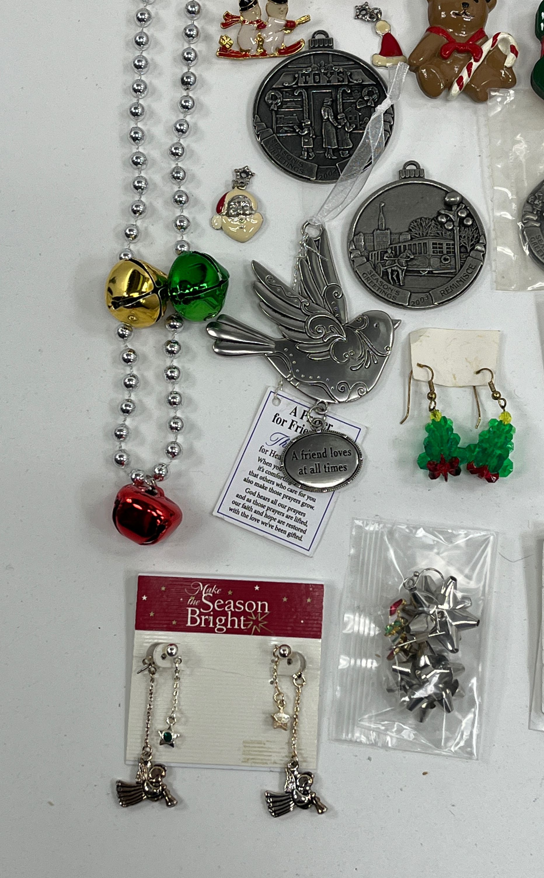 Assorted Costume Jewelry Christmas Themed Mixed Metals Styles Conditions