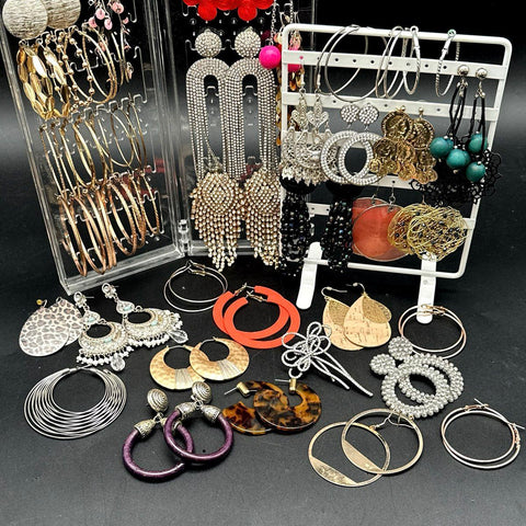 Big Style Statement Fashion Earrings Lot Mixed Large Hoops Rhinestone Dusters