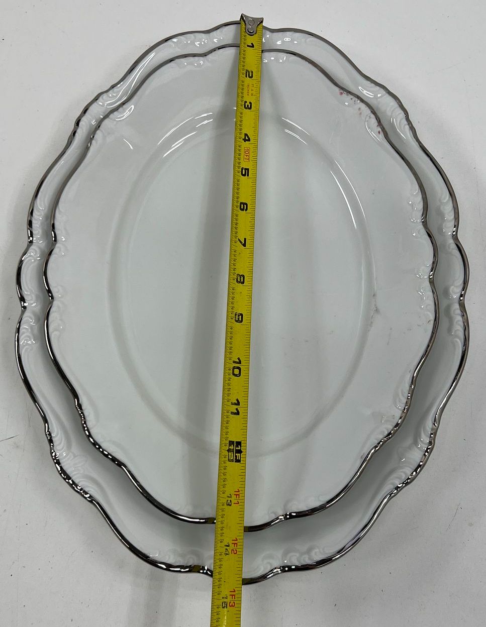 Vintage Johann Haviland Platinum Baroque Serving Platter Gravy Boat Lot 3pc