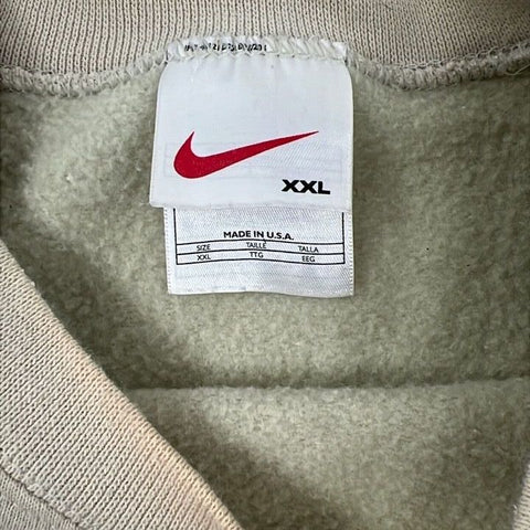Vintage 90s Nike Men's Crewneck Sweatshirt Beige Embroidered Swoosh Sz XXL