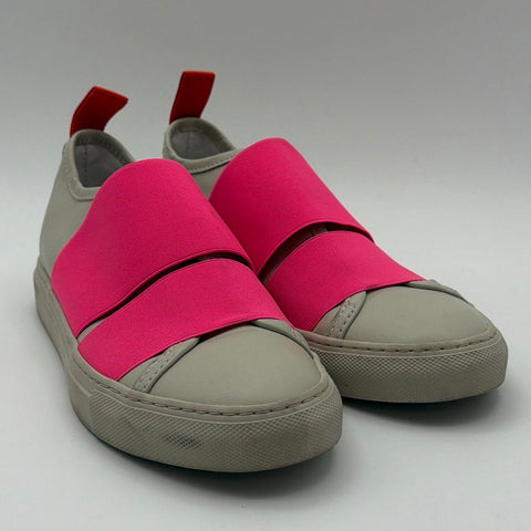 Sofie D'Hoore Elastic Double Strap Leather Slip On Sneakers Grey Pink Size 38