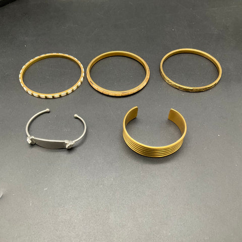 Gold & Silver Tone Jewelry Lot of 7 Cuff Bangle Bracelets Boho Stone Inlay