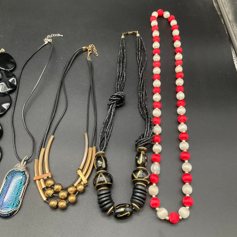 Beaded Statement Necklace Jewelry Lot of 8 Boho Retro Bib Pendant Styles
