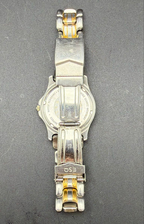 ESQ Esquire Swiss Two-Tone Stainless Steel Date Quartz Watch 100M 7.25"
