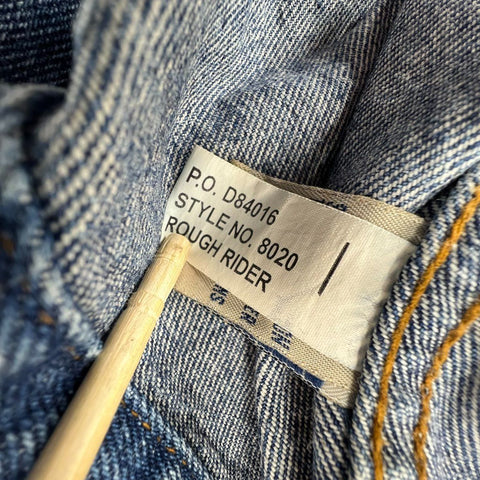 Vintage 90s Dunbrooke Mens Denim Trucker Jacket Leather Collar Flannel Lined L