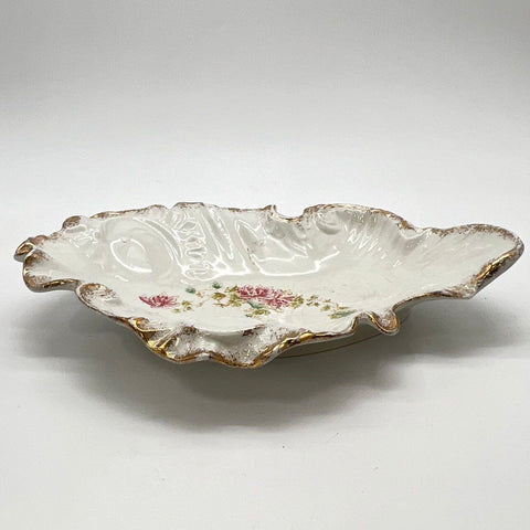 Alvaro Chile Porcelain Serving Dish Scalloped Gold Trim Floral Platter 14"