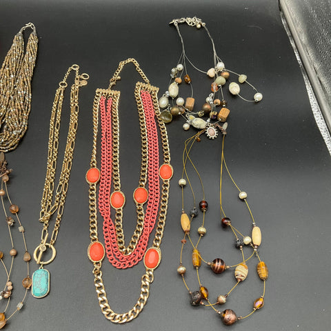 Chico's Lia Sophia NY Beaded Statement Necklace Jewelry Lot of 8 Boho Styles