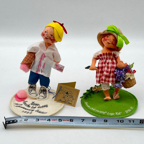 Annalee Doll Society Lot 2 Piece 1993 10th Anniversary and 1996-97 Logo Kid