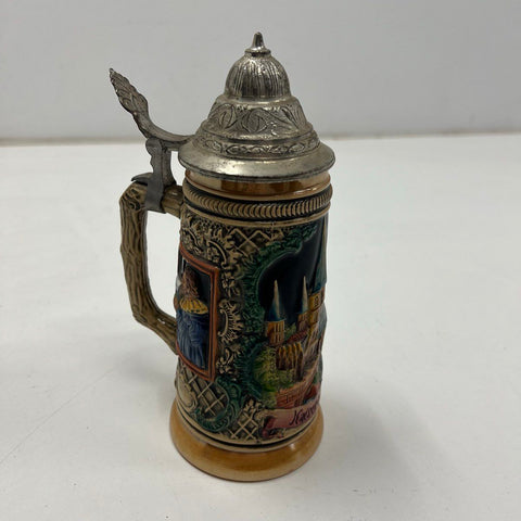 Vintage W. Germany Beer Stein Kaiserslautern Relief Ceramic Pewter Lid 5.5"