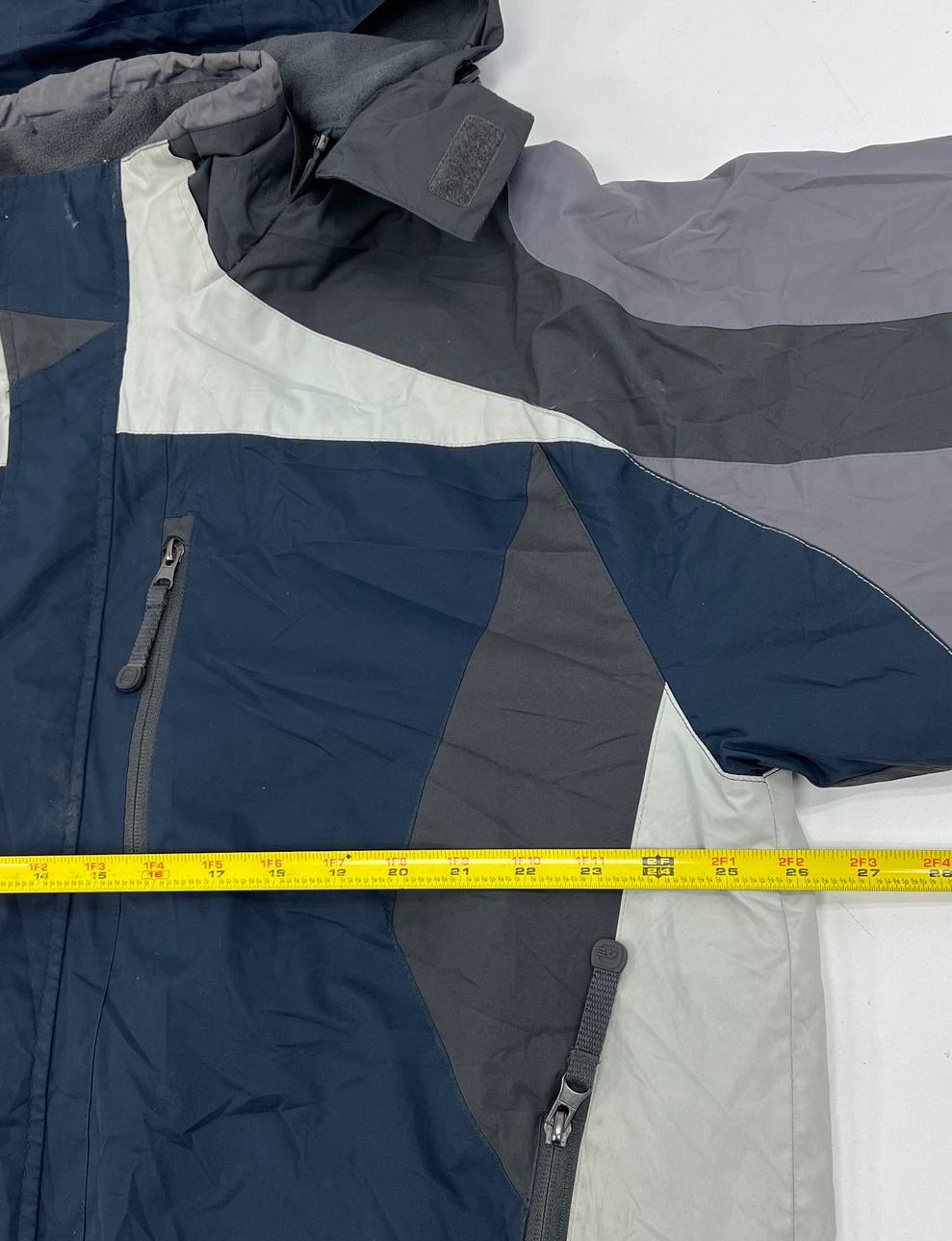 Free Country FCXtreme Blue Gray Colorblock Hooded Jacket Coat Mens S
