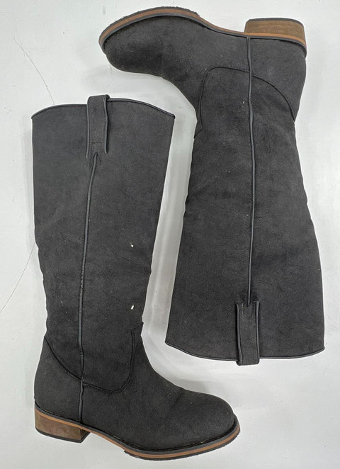 Diba 172602 Black Faux Suede Knee High Riding Boots Women's Size 8M NWT