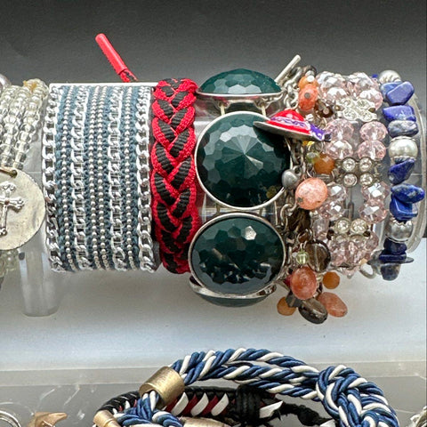 Vintage to Modern Mixed Costume Jewelry Lot of 40 Bracelets Bangles Beaded