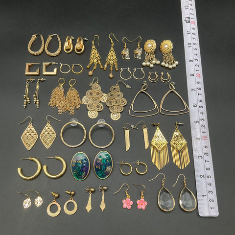 Vintage to Modern Costume Jewelry Earrings Lot 20 Pairs Gold Silver Tone Mixed