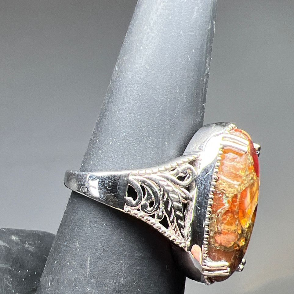 Fire Opal Matrix Ring Size 7 NIB