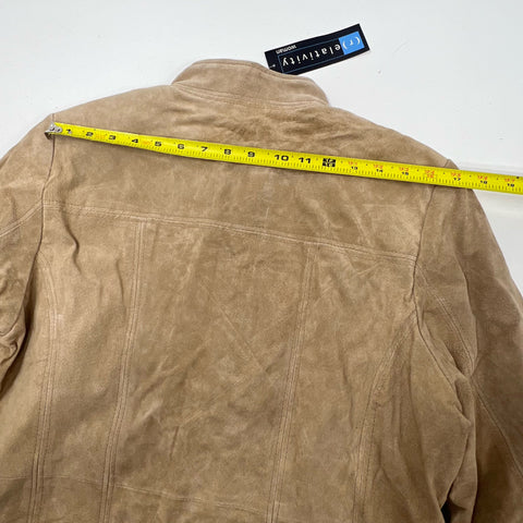 NWT Relativity Y2K Tan Suede Leather Zip Mock Neck Jacket Women's 1X