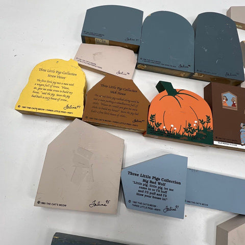 Vintage Lot Cat's Meow Village Wooden Shelf Sitters Nursery Rhyme Nativity