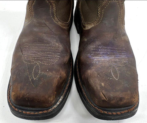 Carhartt Wellington Pull-On Steel Toe Brown Leather Work Boots Size 9