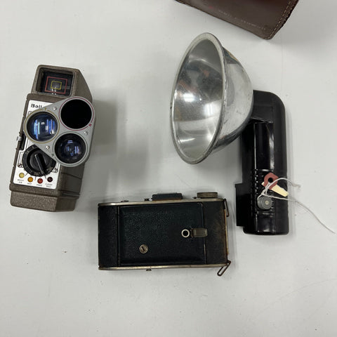 Vintage Bell & Howell 333 Ansco Kodak Camera Flash Lot 8mm Movie Folding Prop